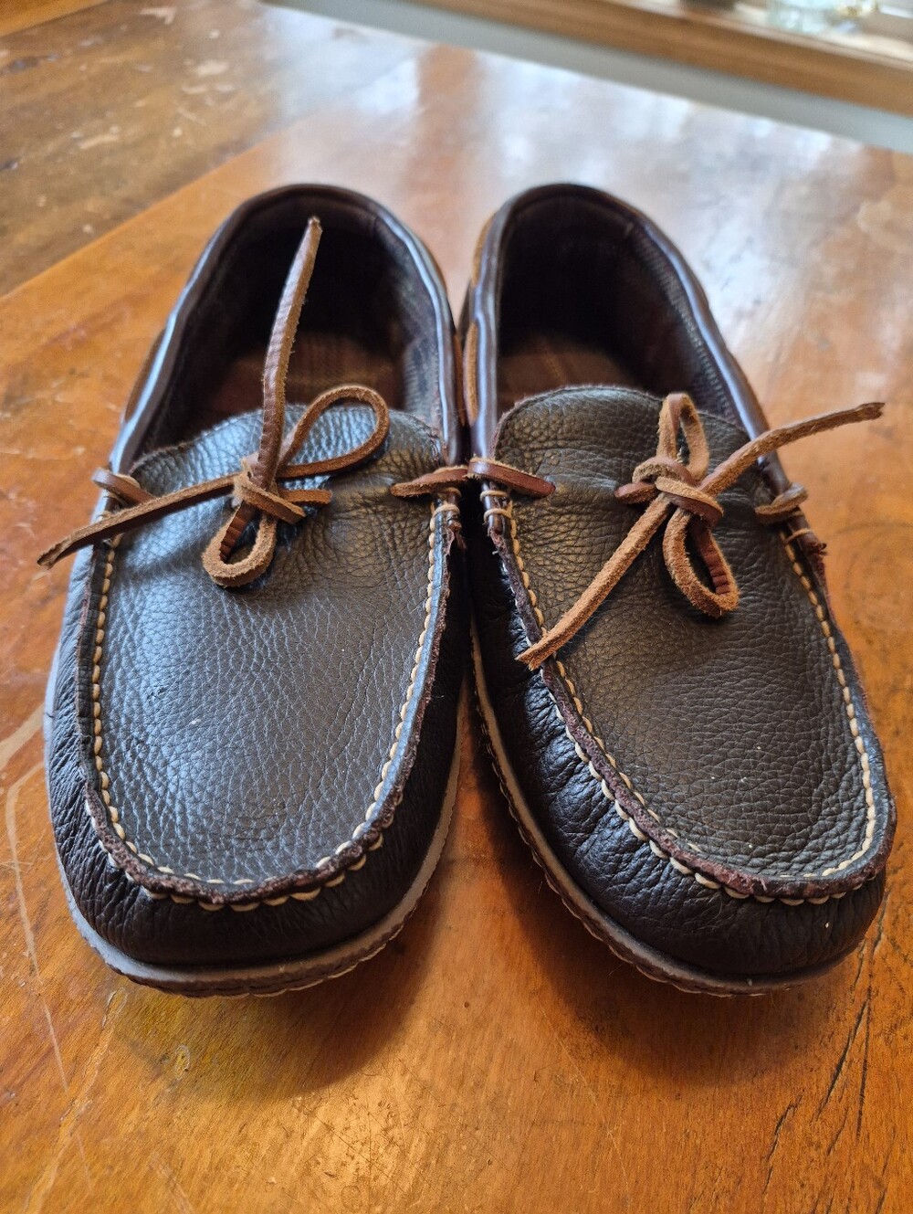L.L.Bean Men's Handsewn Classic Cottagecore Leather Slip On Slippers size L EUC